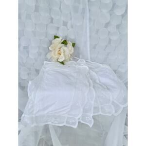 Vtg White LINEN Lace Bridal Set Lot 6 Placemats Embroidered Wedding Shower Euc